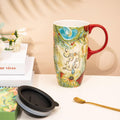 CEDAR HOME Coffee Ceramic Mug Porcelain Latte Tea Cup with Lid 17Oz. Enjoy Life