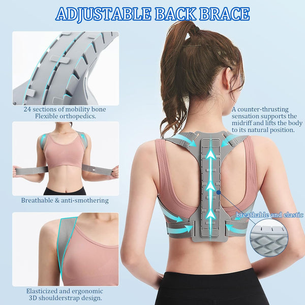 Posture Corrector for Women and Men, Adjustable Back Straightener, Upper Back Support Brace, Hunchback Posture Corrector - Relieves Neck,