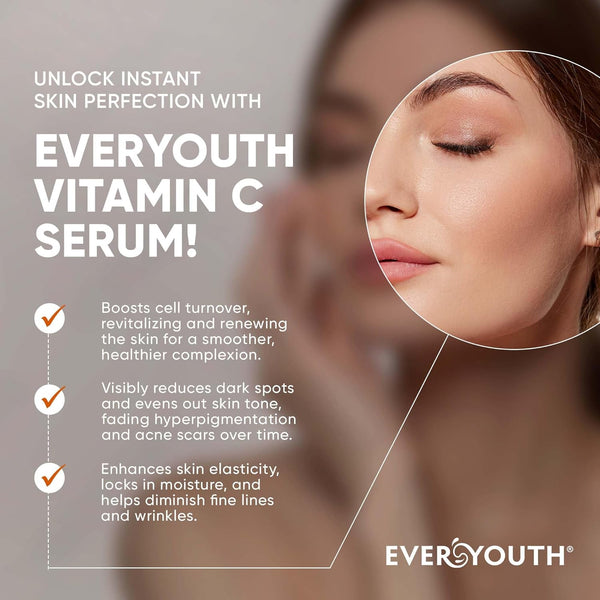 Vitamin C Serum for Face, Stem Cells, Niacinamide, Hyaluronic Acid & Vitamin E – Anti-Aging Retinol Facial Serum with Glycolic Acid & Retinal for