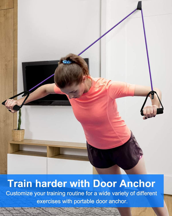 Resistance Exercise Band with Handles, Workout Band Weight Band for Physical Therapy,Strength Training Home Gym Fitness,With Door Anchor & Storage