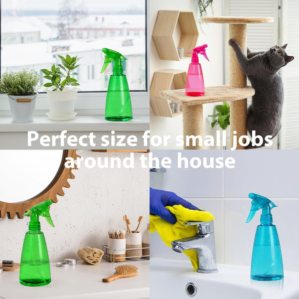 Spray Bottles 3-Pack, 16 Oz, Mist & Stream, Plastic Water Spray Bottle for Hair, Essential Oils, Plants, Cleaning Solutions, BBQ, Cat Dog