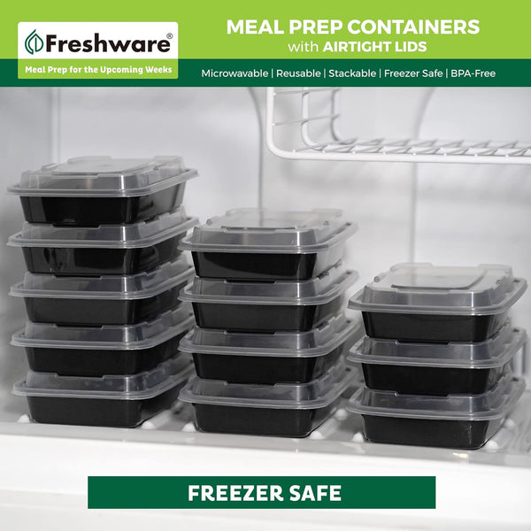 Freshware Meal Prep Containers [50 Pack] 1 Compartment Food Storage Containers with Lids, Bento Box, BPA Free, Stackable,