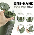 SIEROZUR 64Oz Glass Water Bottle with Straw and Handle Lid Half Gallon Motivational Glass Bottle with Silicone Sleeve and Time Marker Large