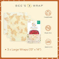 Bee'S Wrap Beeswax Wraps for Food - Honeycomb Large 3 Pack Made in USA Reusable & Organic Food Wraps, Sandwich Wrap & Bowl Covers - Eco-Friendly
