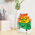Dumpster Fire Desk Decor,Humor Office Decor,It'S Fine I'M Fine Everything Is Fine,Funny Office Desk Sign Gifts for Friends Bestie Coworkers