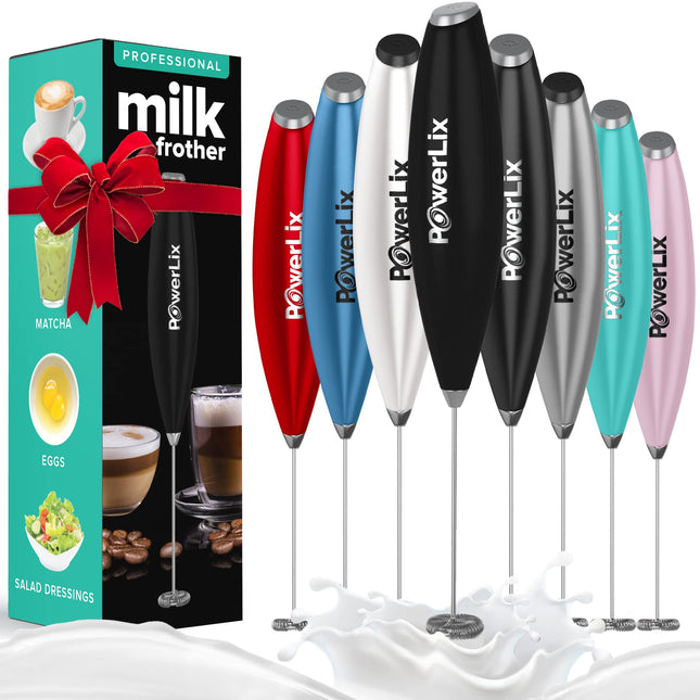 Powerlix Powerful Handheld Milk Frother with Stand Battery Operated Foam Maker Frother Wand for Coffee (A Black) (No Sta