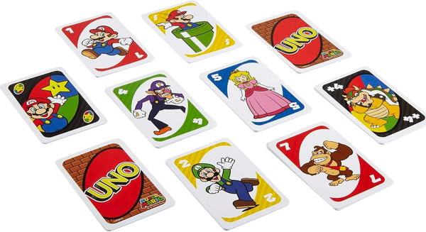 Mattel Games UNO Super Mario Card Game in Storage & Travel Tin, Video Game-Themed Deck for Kids, Adults & Family Nights with Special Rule