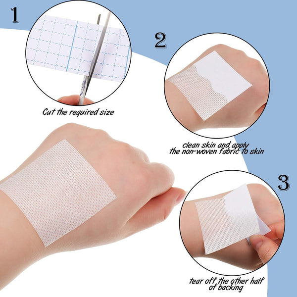 Nuanchu 2 Rolls Non-Woven Cover Roll Stretch Tape Non-Woven Adhesive Bandages Breathable Bandage Tape Cohesive Wrap Bandages Protective Stretch
