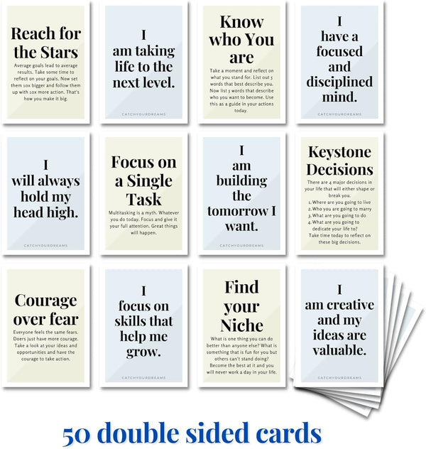 Mind of a Champion - Motivational Cards for Men Affirmations and Action Steps to Turn Dreams into Reality - for Productivity, Personal