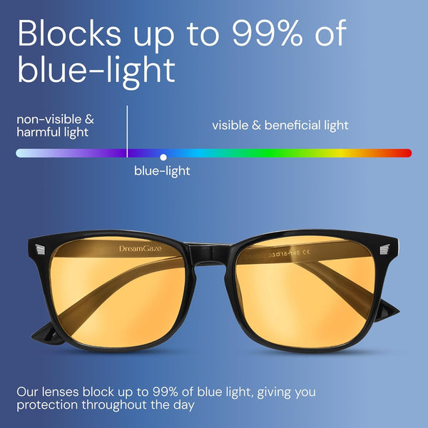 Dreamgaze 99.9% Blue Light Blocking Glasses for Better Sleep - anti Blue Light Glasses Men - Premium Computer Gaming Glasses