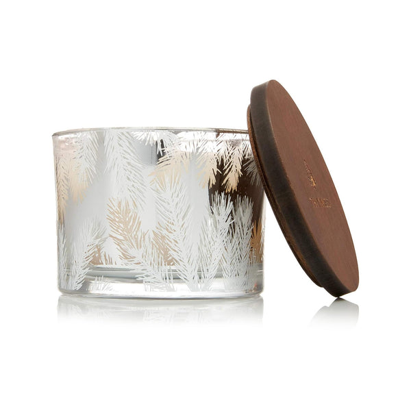 Thymes Frasier Fir Candles - Statement Collection - Silver with Pine Needle Design - Scented Candles for Home Decor - Notes of Siberian Fir