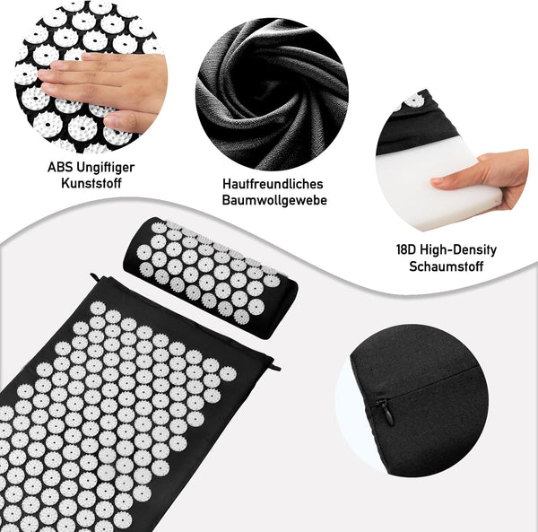 Acupressure Mat Set, Acupuncture Point Massage Pillow, Relieving Neck and Back Pain, Muscle Relaxation and Stress Reduction, Sciatica Relief,