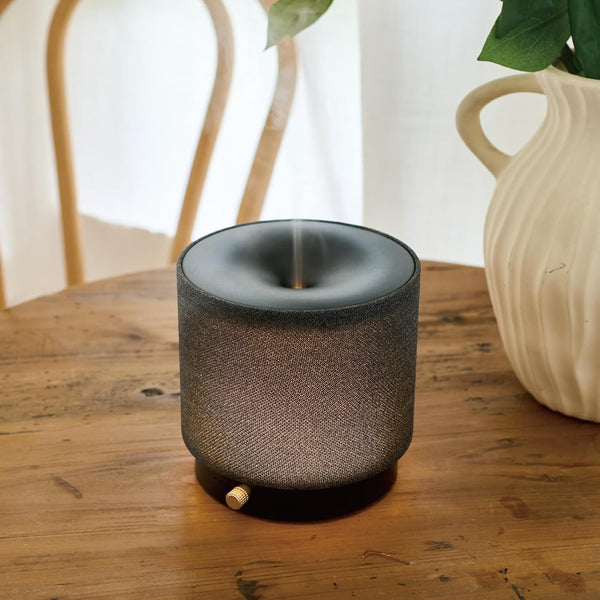 Elegant Fabric Aroma Diffuser - Quiet Essential Oil Diffuser with Soft Night Light, Perfect for Home, Office, and Yoga Space (M35-Black)