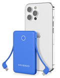 6000Mah Ultra Slim Built in Cables Power Bank, Card Size Built in USB C Cords Battery Pack Portable Charger for Phones, 3 Output External Battery