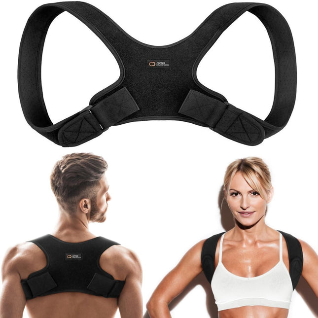 Copper Compression Posture Corrector for Men & Women - Adjustable Copper Infused Orthopedic Brace for Pain Relief from B