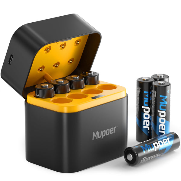 Rechargeable AA Batteries Lithium with Charger,8 Pack 1.5V 3000Mwh Double a Battery Rechargeable,Long Lasting Pilas Recargables Lithium Ion AA