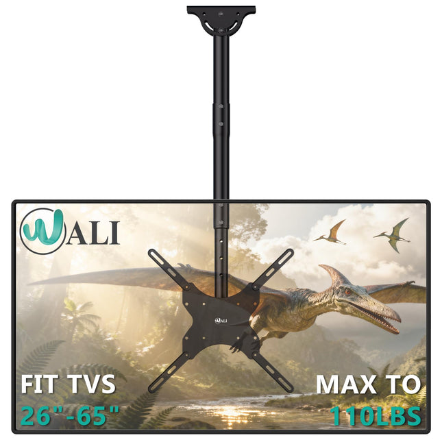 WALI TV Ceiling Mount Adjustable Bracket Fits Most LED, LCD, OLED and Plasma Flat Screen Display 26 to 65 Inch, up to 11