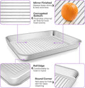 P&P CHEF Toaster Oven Pan with Wire Rack, Stainless Steel Baking Oven Sheet Tray, Bacon Pan and Cooling Rack for Cooking Roasting Cookie,
