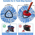 Mop Head Replacement, Spin Mop Refill Replace Head Compatible with 2 Tank Mop System, 4 Pack Machine Washable Microfiber Mop Heads Replacement for