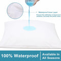 NTBAY 4 Pack Zippered Waterproof Queen Pillow Protectors, Super Soft Quiet Zip Pillow Protectors, 20x30 Inches Jersey Pure White Waterproof Pillow