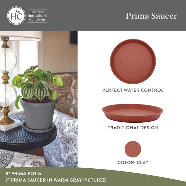 The HC Companies round Prima Flower Pot Saucers - Plastic Plant Saucer for Outdoors & Indoors - Traditional Plant Pot Trays for Water Drainage