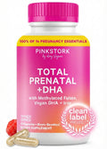 Pink Stork Total Prenatal Vitamins with DHA, Folate, Iron, Choline, and Vitamin B12 - Prenatals for Women to Support Fetal Development, Pregnancy