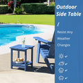 LUE BONA Adirondack Outdoor Side Table, 2-Tier Navy Blue HDPS Patio End Table Weather Resistant, Morden Side Table for Patio, Pool, Porch