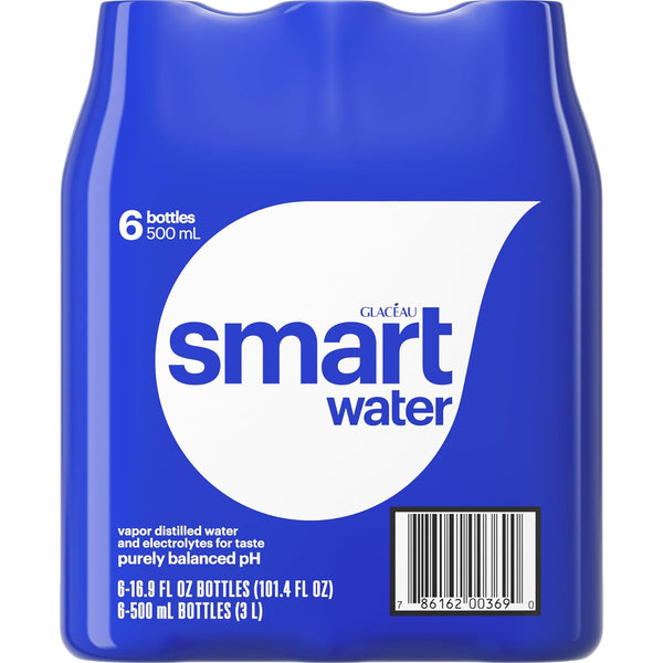 Smartwater Vapor Distilled Premium Water , 16.9 Fl Oz (Pack of 6)