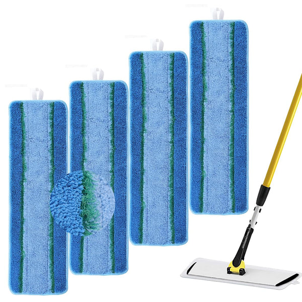 Upgraded Replacement Microfiber Mop Pads for Rubbermaid Commercial 18 Inch Mop 17 Inch Mop, Reusable Wet & Dry Commercial Cleaning Flat Mop System