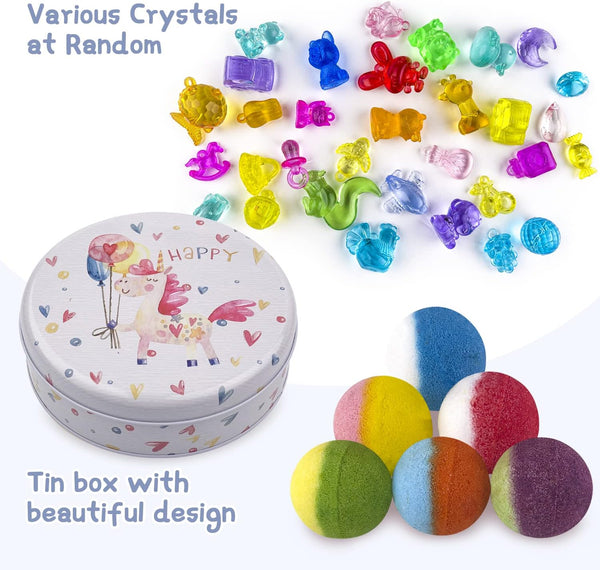 Bath Bombs for Kids, 12pcs Bath Bombs with Surprise Crystal Toys Inside, Handmade Natural and Organic Bubble Bath Fizzies, Birthday Easter Gift