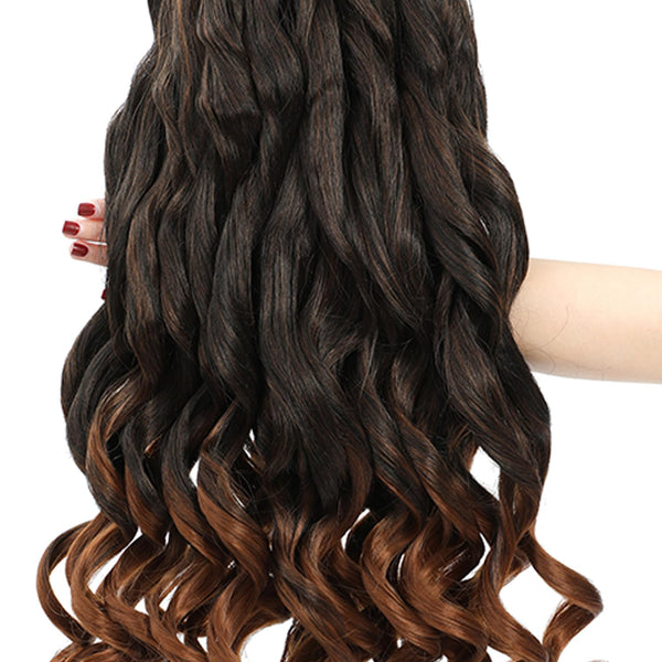 French Curly Pre-Stretched Braiding Hair 12 Inch 8 Packs - Bouncy Loose Wavy Synthetic Extensions for Black Women (1B/30)