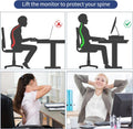 AUPSEN 2 Tier Computer Monitor Stands with Drawer and 2 Pencil Holder, Metal Monitor Stand Monitor Riser, Computer Desk Organizer and Accessories