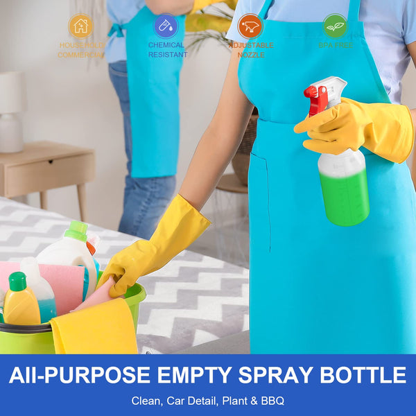 Spray Bottles (4 Pack, 24 Oz) Refillable Empty Plastic Water Spraying Bottle for Cleaning Solutions, Hair Spray, Car Detail, Watering Plants,