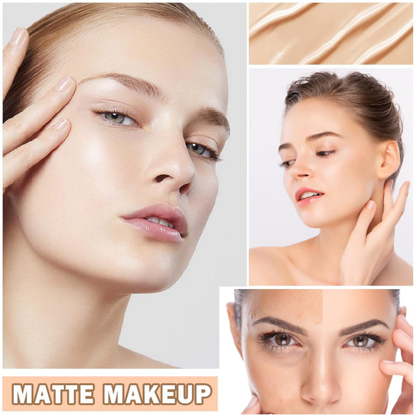 Flawless Airbrush Foundation High Coverage Foundation Smooth Creamy Matte Spray Foundation Makeup Kit for Mature Skin with Natural Nude Finish