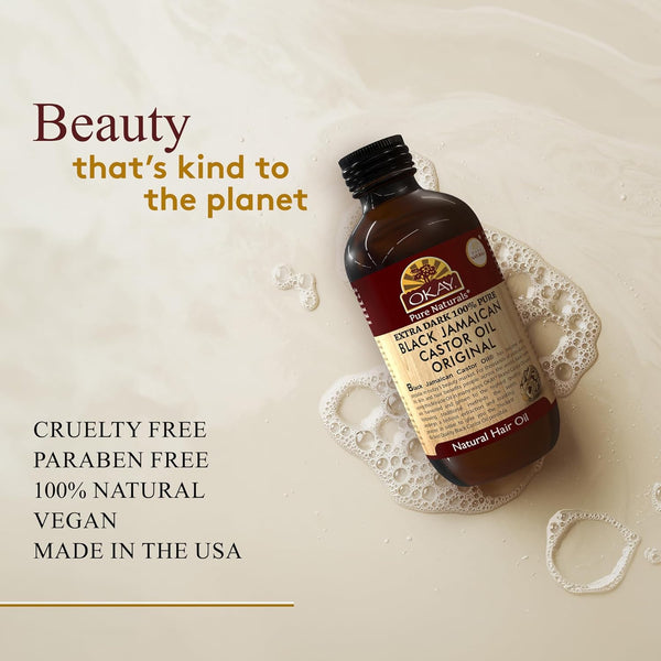 Okay MEN Castor Oil Beard & Hair Growth Oil - Beard Growth Oil Treatment for Men, Moisturizer for Soft Hair with Natural Ingredients, Hexane Free