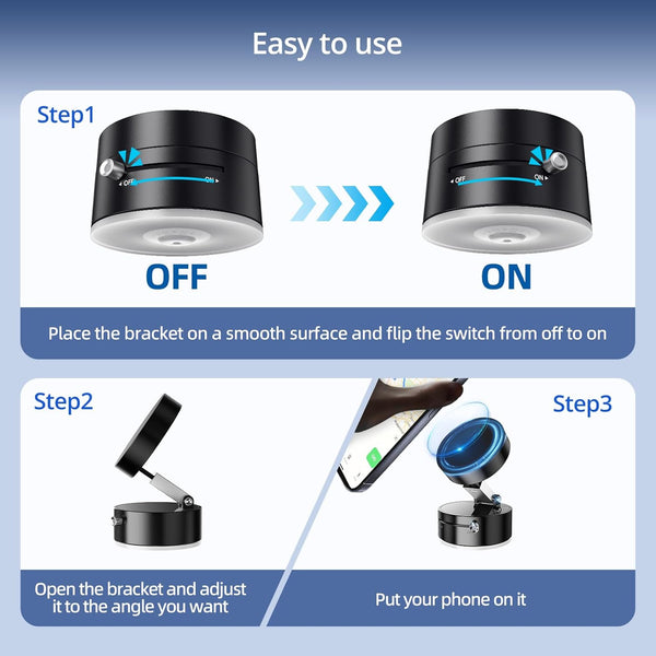Vacuum Suction Magnetic Phone Holder, Upgraded Suction Cup Phone Holders, Magnetic Car Phone Holders for Phone and All Smartphones, Portable Phone