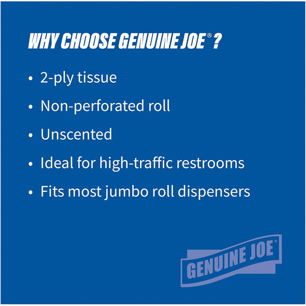 Genuine Joe 2-Ply Jumbo Roll Dispnsr Bath Tissue, Model:Gjo2565012