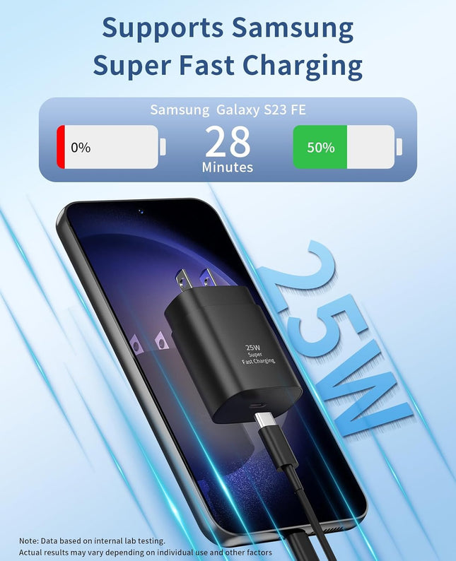 Type C Charger Fast Charging,2Pack 25W Super Fast USB C Charger Block with 6Ft USB C Cable Compatible with Samsung Galax