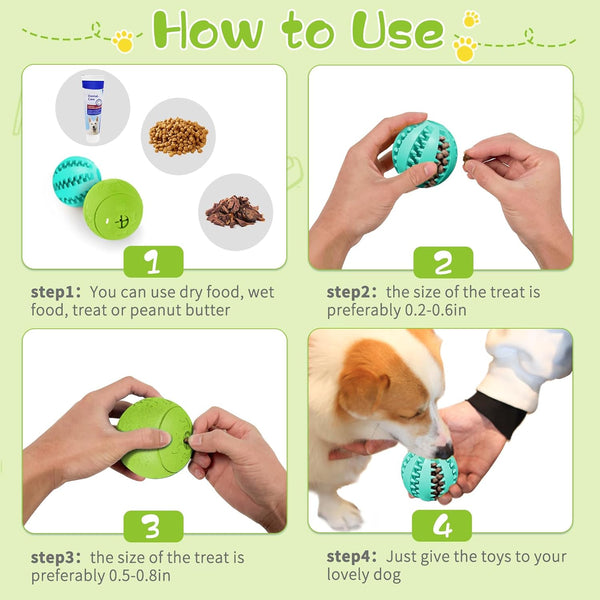 HIPPIH Dog Puzzle Toy 2 Pack, Interactive Dog Toys for Treat Dispensing, Durable Puppy Toys for Teething, Dog Treat Ball for Teeth/Slow Feeder/IQ