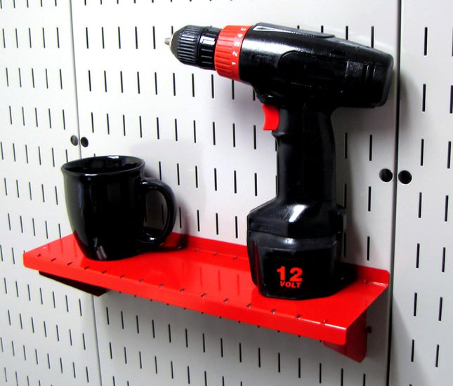 Wall Control Shelf 4in Deep Pegboard Shelf Assembly Pegboard and Slotted Tool Board – Red Red 4in x 16in