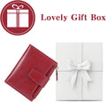 GOIACII RFID Women's Wallet Small Ladies Credit Card Holder Leather with Zipper Pocket 4 ID Windows Wine Wax Red A01 Wax Wine Red
