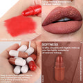Evpct 18Pcs Capsule Pills Lipstick Mini Matte Lipstick Set for Women Long Lasting Labiales Mate 24 Horas Originales Deep Red 24 Hour Waterproof
