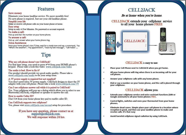 CELL2JACK - Cellphone to Home Phone Adapter, Make and Receive Cell Phone Call on Your Landline Phone Free - Cell Phone to Landline Dock - Cell to