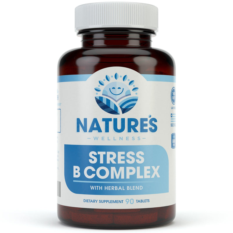 Vitamin B Complex Stress Relief | All Natural Mood Enhancer and Stress Support Supplement | Stress B Complex with Herbal Extract Blend plus