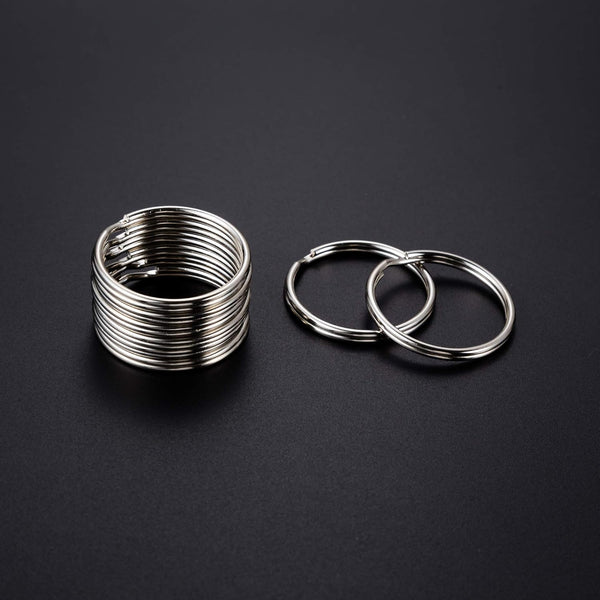 KINGFOREST 100-Pack Split Key Rings (1 Inch/25Mm) - Silver Nickel Metal Keychain Rings for Keys, DIY Crafts, Bags & Accessories - Durable Bulk