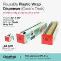 Chicwrap Marble Refillable Plastic Wrap Dispenser - Includes 12" X 250' Roll Professional Grade Disposable Plastic Wrap - Reusable Dispenser