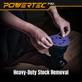 POWERTEC PRO 50PK, 5 Inch Sanding Discs Hook and Loop, 40/60/80/120/220 Grit, Zirconia Orbital Sander Sandpaper for 5 & 8 Hole Random Orbital