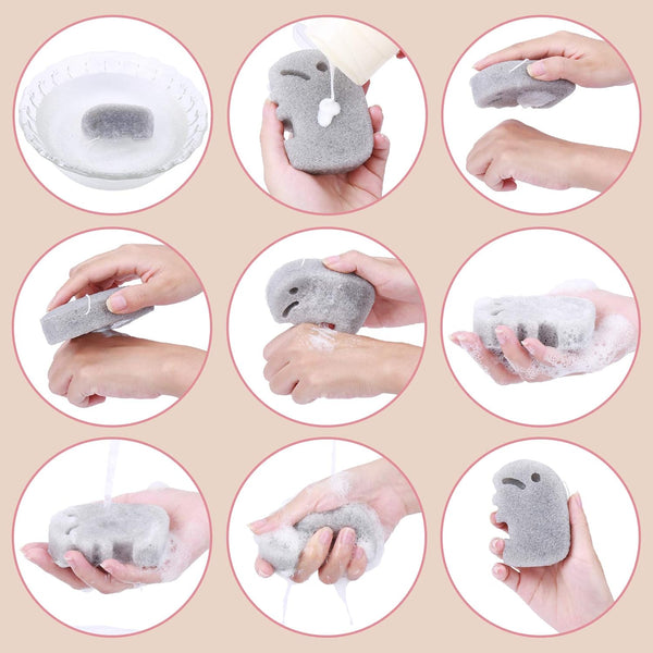 Konjac Baby Sponge for Bathing, Kids Bath Sponges for Infants, Toddler Bath Time, Cute Shapes and Safe Plant-Based Konjac Baby Bath Accessories, 5Pcs