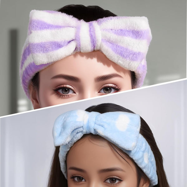 Teenitor 5pcs Makeup Headband with Removable Bow, Spa Headband for Washing Face for Teen Girls Women, Christmas Gifts Basket for Teens Girls