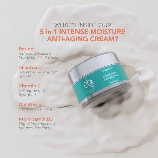 Eb5 Intense Moisture anti Aging Moisturizer Face & Neck Cream- Tone Tighten Skin with Retinol, Fade Fine Lines & Wrinkles with Vitamin E, a &